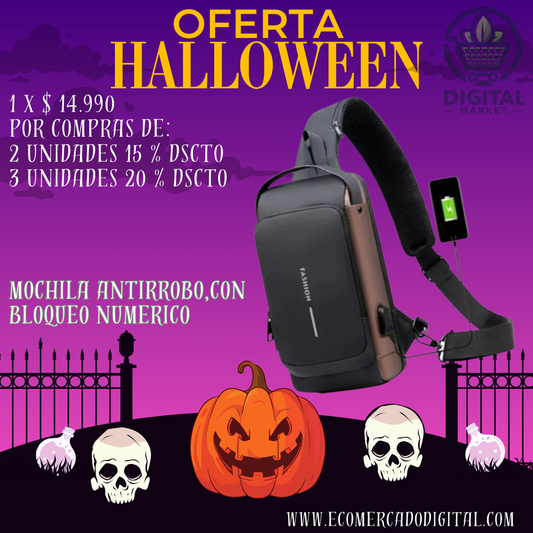 Lock-Gear™ Mochila Antirrobo, Deportivo Con Carga USB